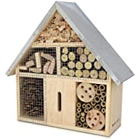 Los mejores  - Navaris Hotel de Insectos Madera M - observatorio de Insectos 24-5 x 28 x 7-5cm - casa Natural con Cubierta metálica y…